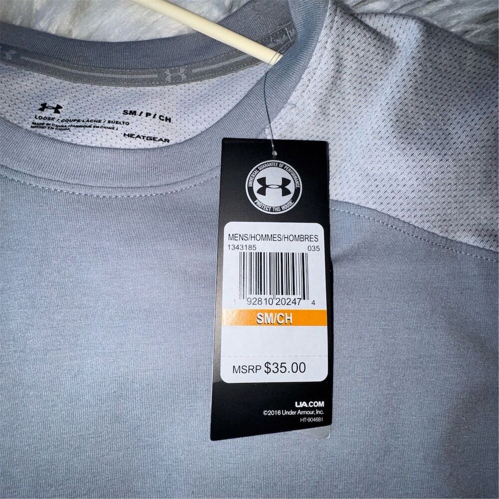 Under Armour Men's‎ HeatGear Athletic T-Shirt Gray Size S Athleisure Sporty Crew - Picture 7 of 11